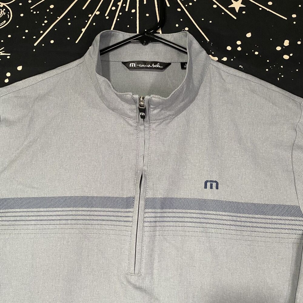 Travis Mathew Men’s Gray Quarter-Zip Polo